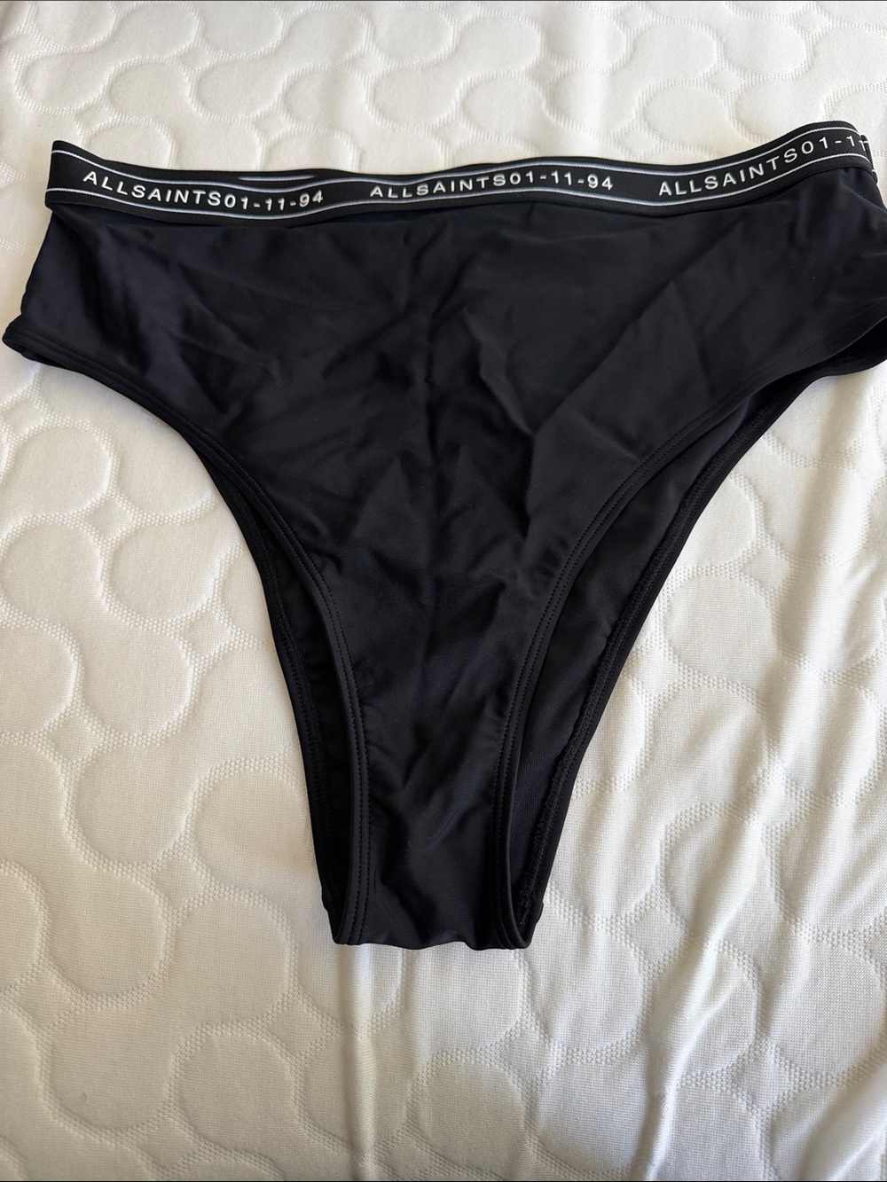 AllSaints Black High-Cut Bikini Briefs with Logo Waistband